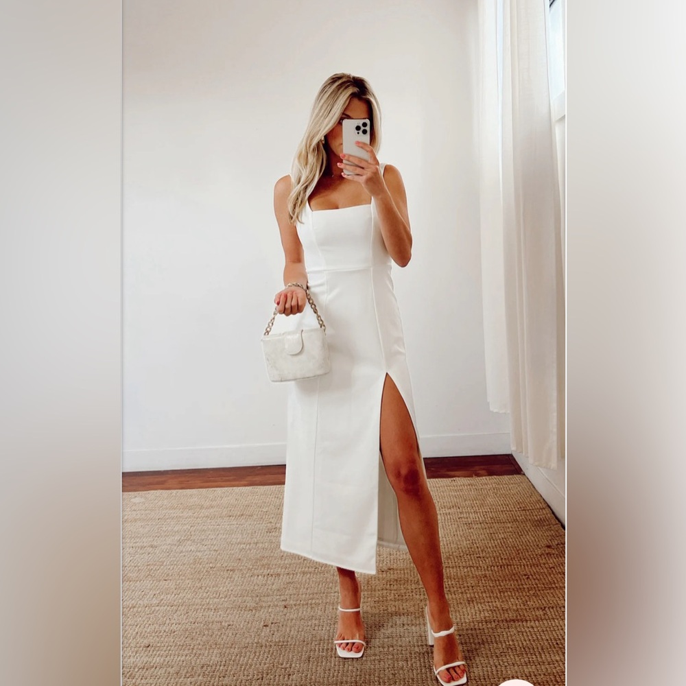 NWT Show Me Your Mumu Eden Midi Dress White Stretch M